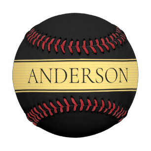 Classy Faux Gold Stripe & Black Background or DIY Baseball