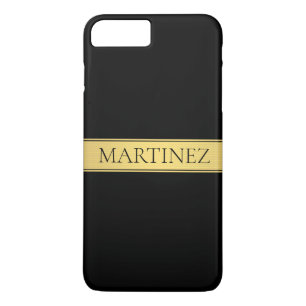 Classy Faux Gold Stripe & Black Background or DIY iPhone 8 Plus/7 Plus Case