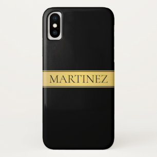Classy Faux Gold Stripe & Black Background or DIY iPhone X Case