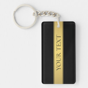 Classy Faux Gold Stripe & Black Background or DIY Key Ring