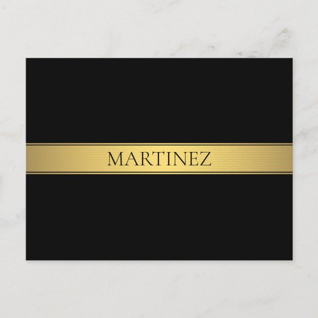 Classy Faux Gold Stripe & Black Background or DIY Postcard (Front)