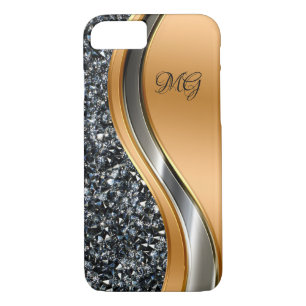 Classy Faux Jewel Monogram Design iPhone 8/7 Case