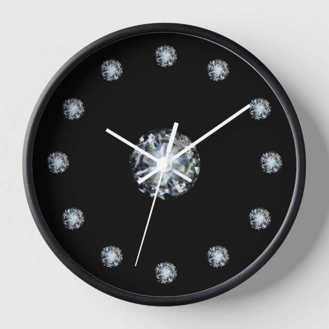 Classy Faux Rhinestone Jewel Wall Decor Clocks (Front)