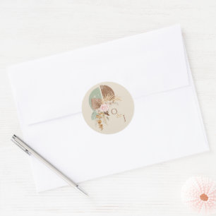Classy Feather Boho Beige Wedding Envelope Seal