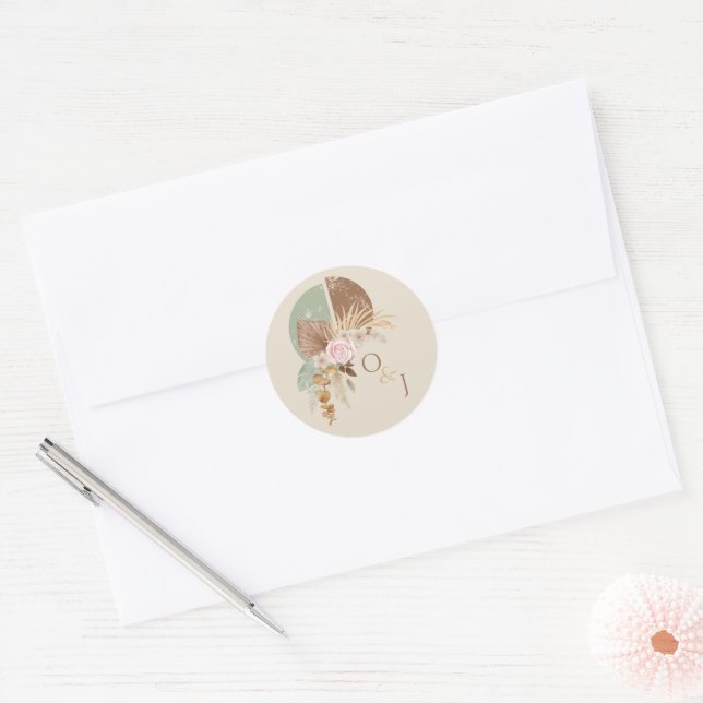 Classy Feather Boho Beige Wedding Envelope Seal (Envelope)