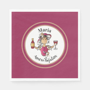 Classy Female Personalised Wine Birthday Napkin