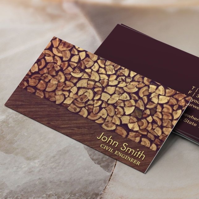 Classy Firewood Civil Engineer Business Card (Creator Uploaded)