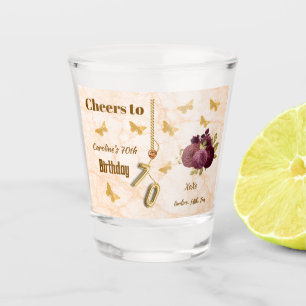 Classy Floral 70th Birthday & Gold Foil Balloon    Shot Glass