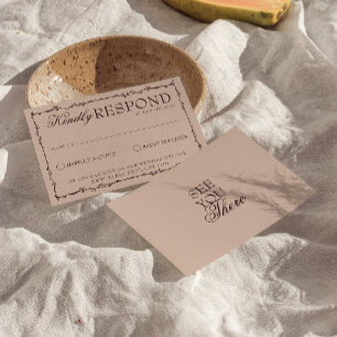 Classy Floral Burgundy Beige Old Money Wedding RSVP Card