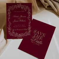 Classy Floral Burgundy Botanical Old Money Wedding