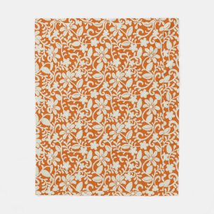 Classy Floral Damask Burnt Orange Pattern Fleece Blanket