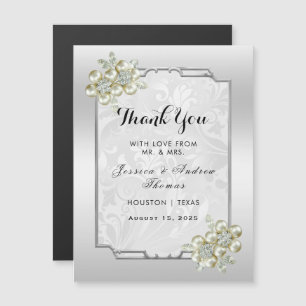 Classy Floral Gem, Silver Framed Wedding Thank You