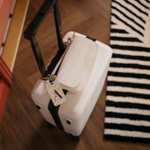 Classy Floral Monogrammed Letter A green red Luggage Tag