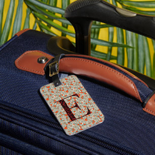 Classy Floral Monogrammed Letter E green red Luggage Tag