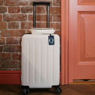 Classy Floral Monogrammed Letter Q blue Luggage Tag