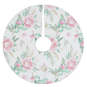 Classy Floral Pattern Brushed Polyester Tree Skirt
