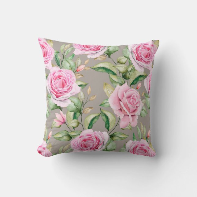 Classy Floral Pattern Throw Pillow (Front)