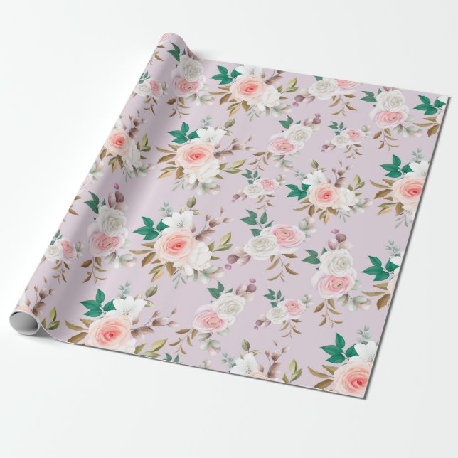 Classy Floral Pattern Wrapping Paper (Unrolled)