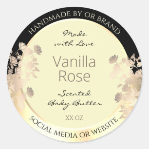 Classy Floral Product Packaging Labels Cream Gold