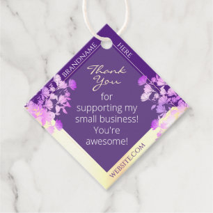 Classy Floral Purple and Gold Product Supplies Favour Tags
