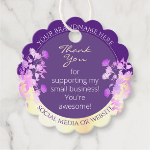 Classy Floral Purple and Gold Product Supplies Favour Tags