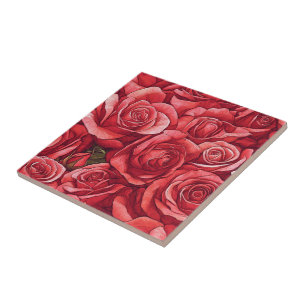 Classy Floral Rose Ceramic Tiles  For Bathroom