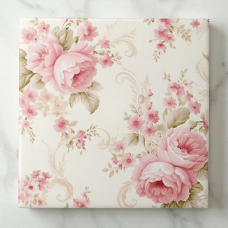 Classy Floral Rose Petal Pink Ceramic Tile