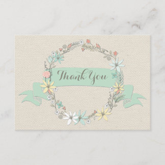 Classy Floral Wreath Banner Thank You Card