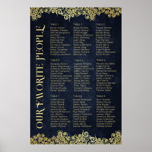  Classy Flourish Navy Blue And Gold Winter Wedding Poster