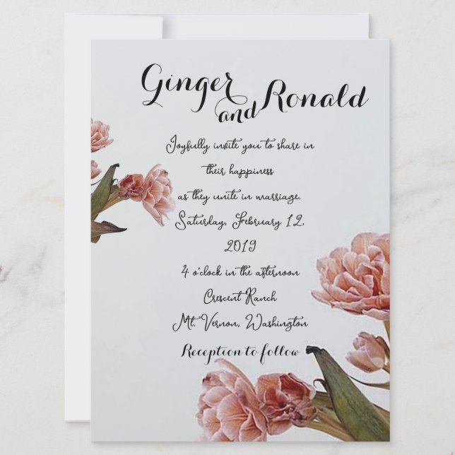 Classy Flower Flat Wedding Invitation (Front)