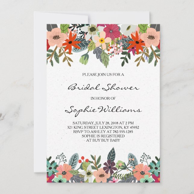 Classy Flowers Bridal Shower Invitation (Front)