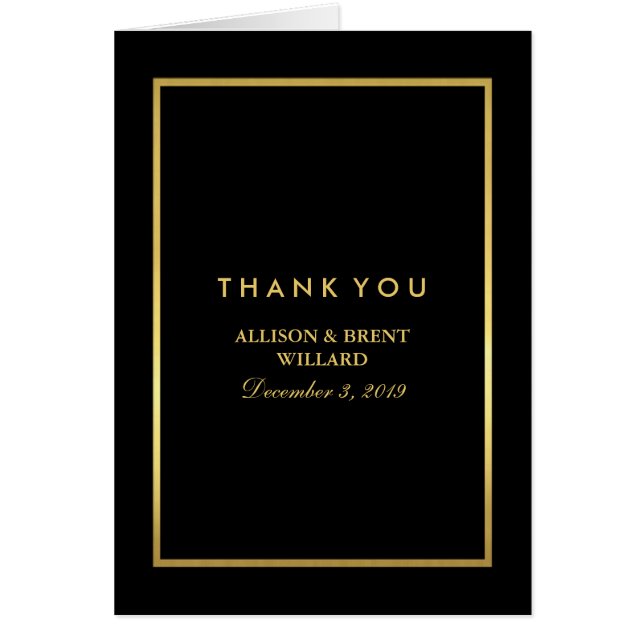 Classy Foil Gold Thank You Card - Black (Front)