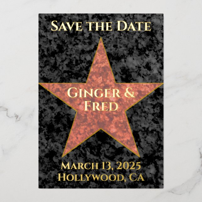 Classy Foil Hollywood Star Save the Date (Front)