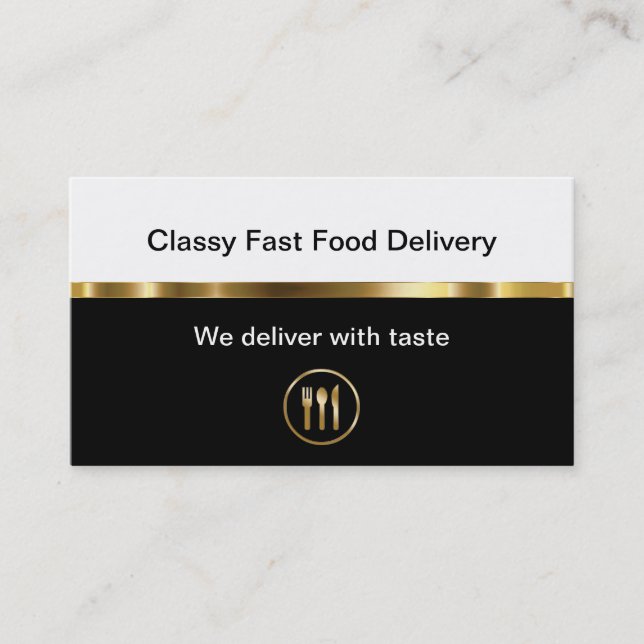 Classy Food Delivery Business Cards (Front)