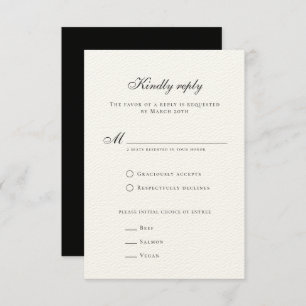 Classy Formal Elegant Black White Wedding RSVP Card