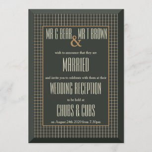Classy Frame Gay Bear Wedding Reception Invitation
