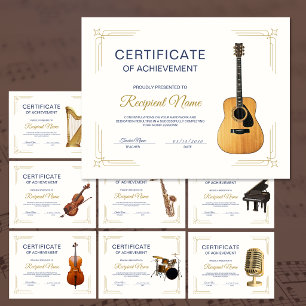 Classy Frame Music Course Guitar Award Certificate