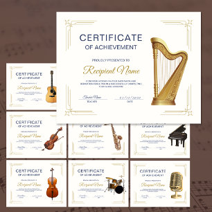 Classy Frame Music Course Harp Award Certificate