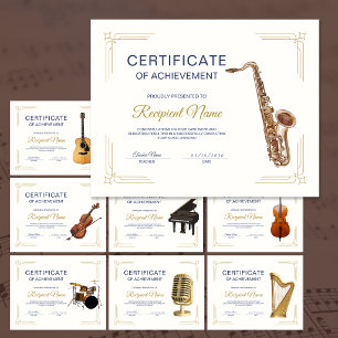 Classy Frame Saxophone Course Award Certificate