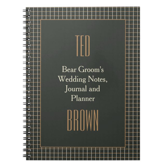 Classy Framed Bear Groom's Gay Wedding Notebook (Front)
