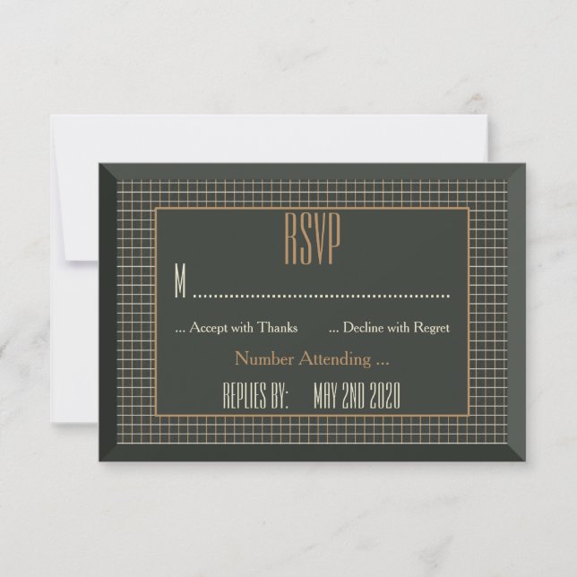 Classy Framed Gay Bear Wedding RSVP Card (Front)