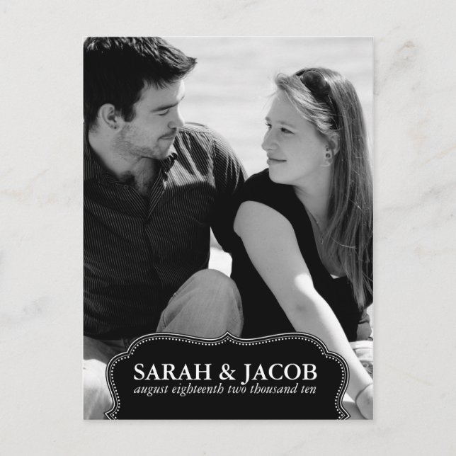 Classy Framed Photo Save the Date Post Card (Front)