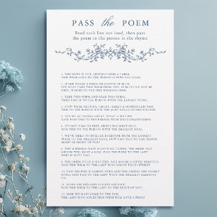 Classy French Blue Floral 'Pass the Poem' Game 