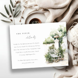Classy French Garden Landscape Wedding Detail Enclosure Card