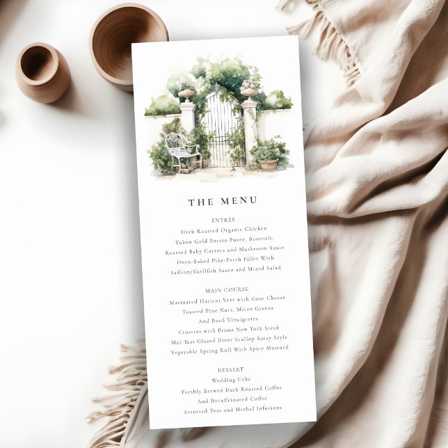 Classy French Garden Landscape Wedding Menu Card (Creator Uploaded)