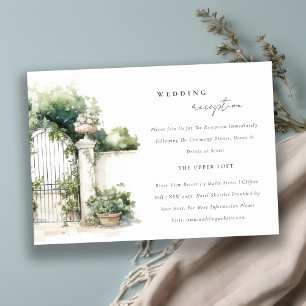 Classy French Garden Landscape Wedding Reception Enclosure Card