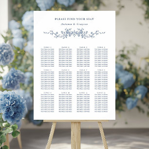 Classy French Victorian Blue Wedding Seating Chart
