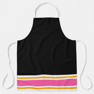 Classy Fun Black Pink Yellow White Racing Stripes Apron