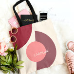 Classy Funky Midcentury Abstract Circles Pattern Tote Bag<br><div class="desc">Beautiful contemporary dark blush pink, mauve taupe, burgundy red coloured round circles pattern on a ivory off-white background. With room to customise or personalise with name, monogram or initials of your choice. Ornate, elegant, stylish and eclectic design for the fancy artistic fashionista, the artsy fashion diva, popular hip trendsetter, vintage...</div>