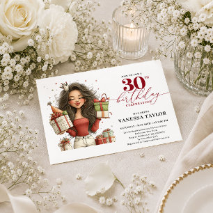 Classy Funny Woman 30th Birthday Marsala Script In Invitation